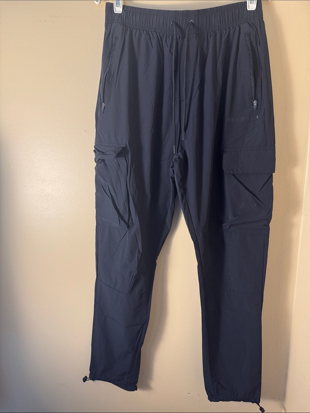 YoungLA Black Cargo Pants with Drawcord Ankles